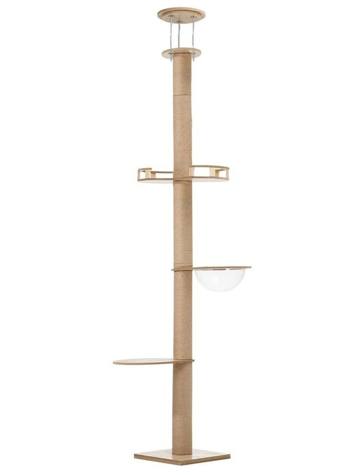 Alopet Cat Tree Wood Tower Scratching 270cm Post Scratcher Floor to Ceiling image 1