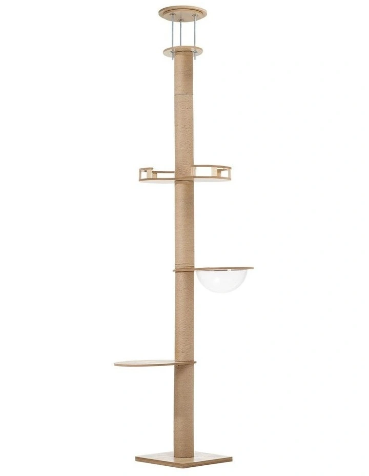 Alopet Cat Tree Wood Tower Scratching 270cm Post Scratcher Floor to Ceiling image 2