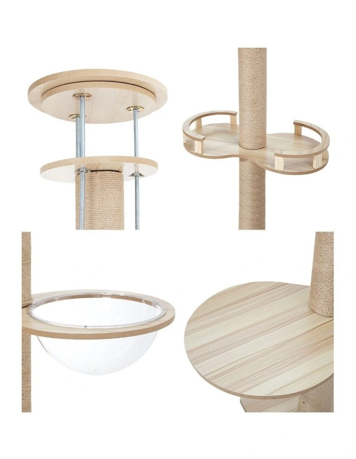 Alopet Cat Tree Wood Tower Scratching 270cm Post Scratcher Floor to Ceiling image 7