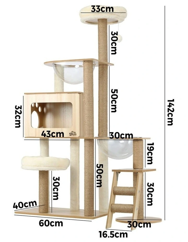 Alopet Cat Tree Tower Scratching Post Scratcher Cats Condo House Bed Wood 142cm image 3