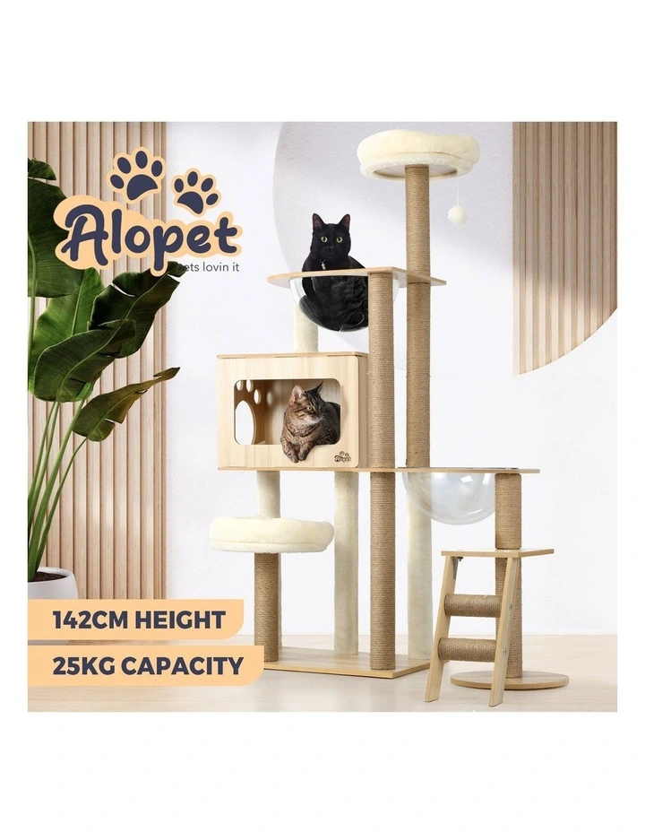 Alopet Cat Tree Tower Scratching Post Scratcher Cats Condo House Bed Wood 142cm image 4