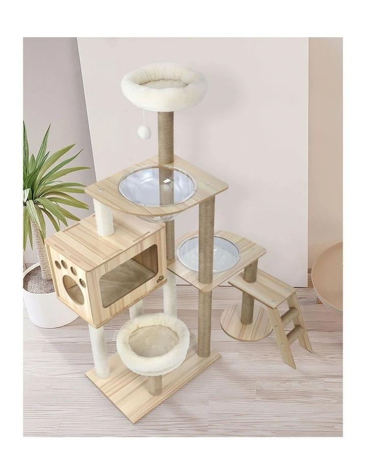 Alopet Cat Tree Tower Scratching Post Scratcher Cats Condo House Bed Wood 142cm image 5