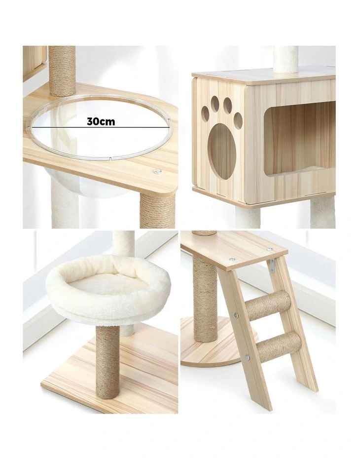 Alopet Cat Tree Tower Scratching Post Scratcher Cats Condo House Bed Wood 142cm image 6