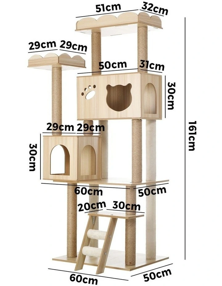 Alopet Cat Tree Tower Scratching Post House Bed Wood Scratcher Condo 161cm image 3