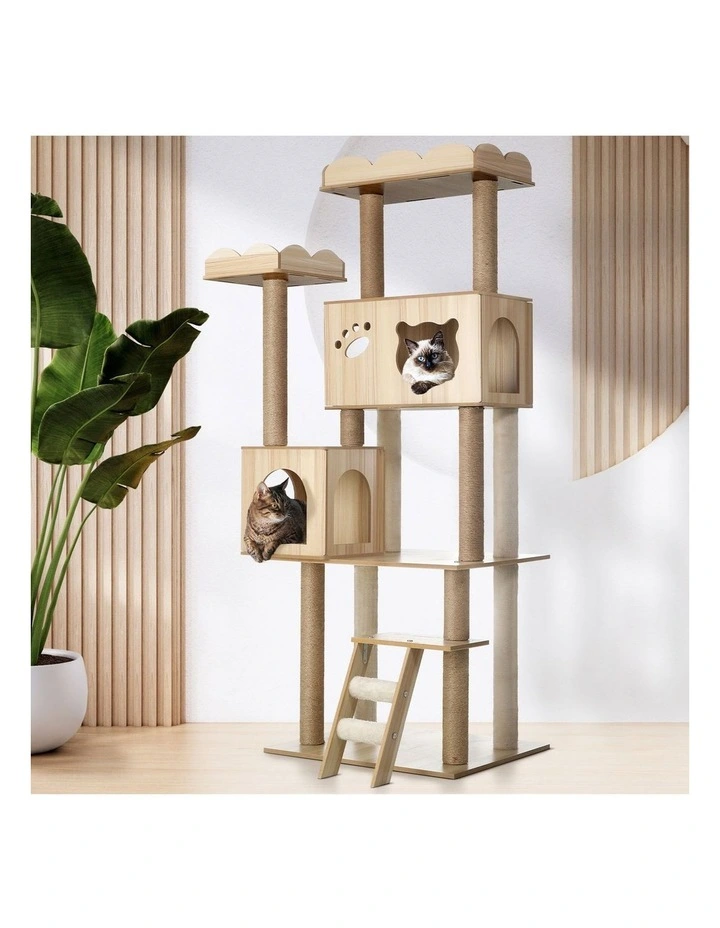 Alopet Cat Tree Tower Scratching Post House Bed Wood Scratcher Condo 161cm image 4