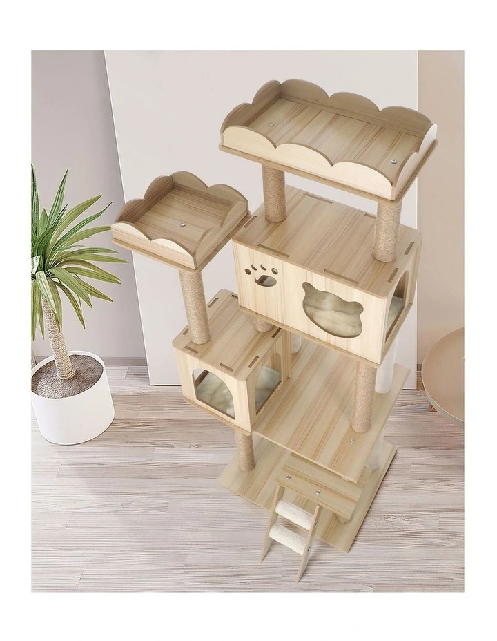 Alopet Cat Tree Tower Scratching Post House Bed Wood Scratcher Condo 161cm image 5
