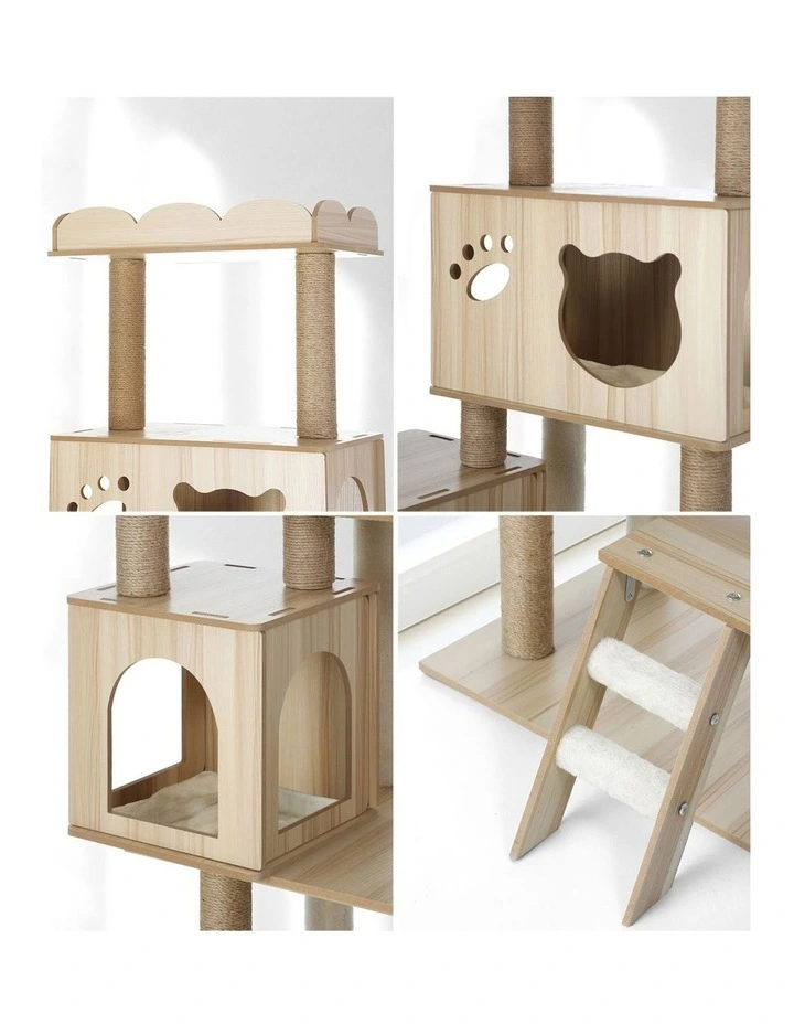 Alopet Cat Tree Tower Scratching Post House Bed Wood Scratcher Condo 161cm image 6