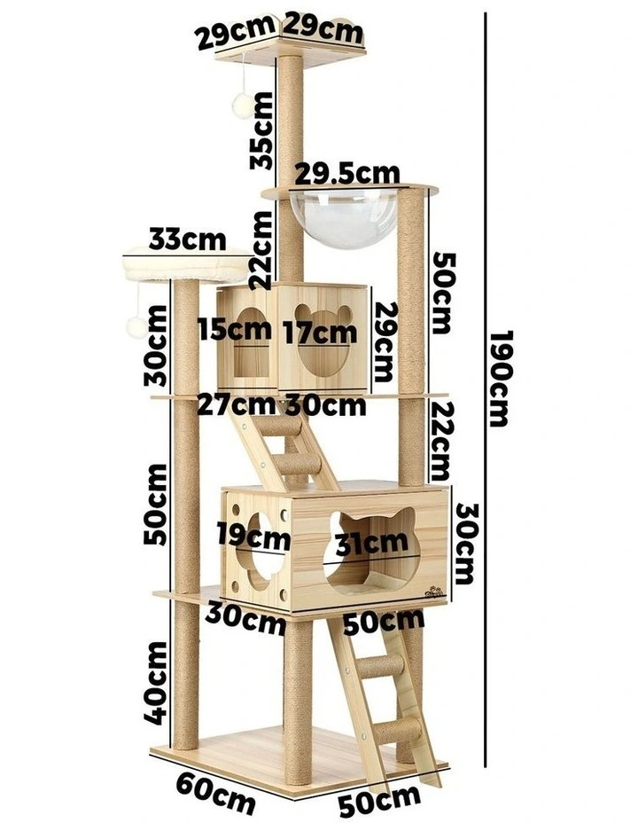 Alopet Cat Tree Scratching Post Scratcher Tower Wood Condo House Bed Large 190CM image 3