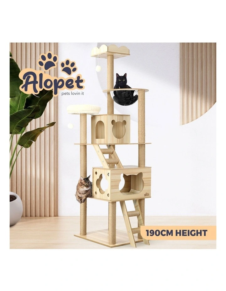 Alopet Cat Tree Scratching Post Scratcher Tower Wood Condo House Bed Large 190CM image 4