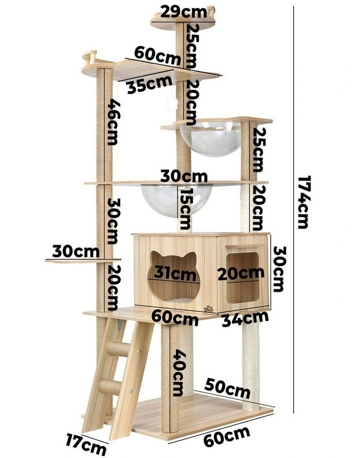 Alopet Cat Tree Scratching Post Scratcher Tower Wood Condo House Bed Large 174CM image 3