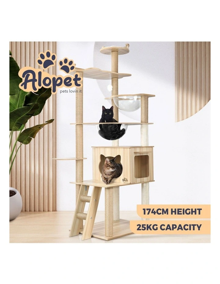 Alopet Cat Tree Scratching Post Scratcher Tower Wood Condo House Bed Large 174CM image 4