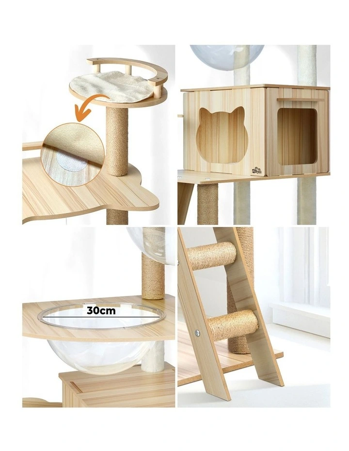 Alopet Cat Tree Scratching Post Scratcher Tower Wood Condo House Bed Large 174CM image 6