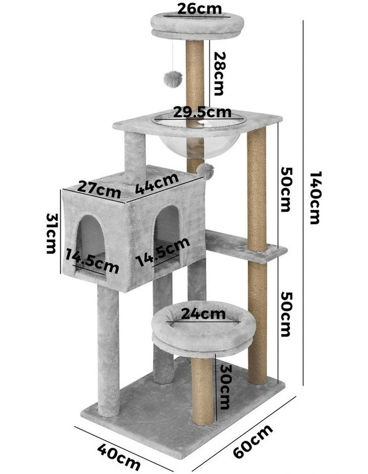 Alopet Cat Tree Tower Scratching Post Scratcher Cats Condo House Bed Wood 140cm image 3