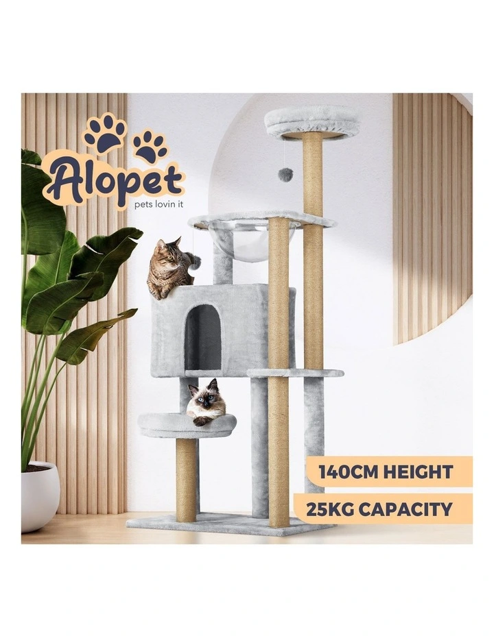 Alopet Cat Tree Tower Scratching Post Scratcher Cats Condo House Bed Wood 140cm image 4