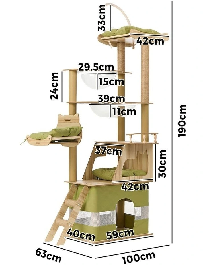 Alopet Cat Tree Tower Scratching Post Scratcher Condo House Bed Furniture 190cm image 3