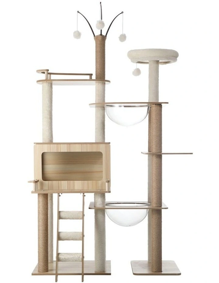 Alopet Large Cat Tree Wood Scratcher Scratching Post Tower Condo House Bed 172cm image 2