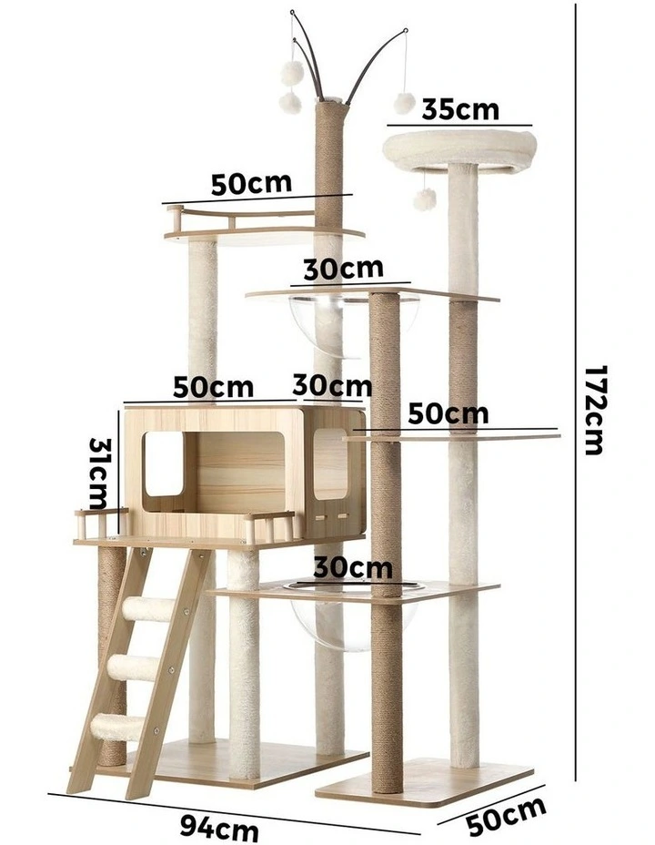 Alopet Large Cat Tree Wood Scratcher Scratching Post Tower Condo House Bed 172cm image 3
