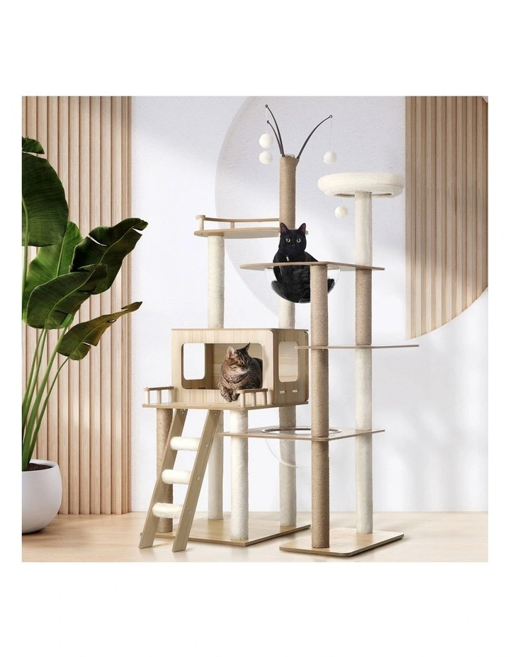 Alopet Large Cat Tree Wood Scratcher Scratching Post Tower Condo House Bed 172cm image 4