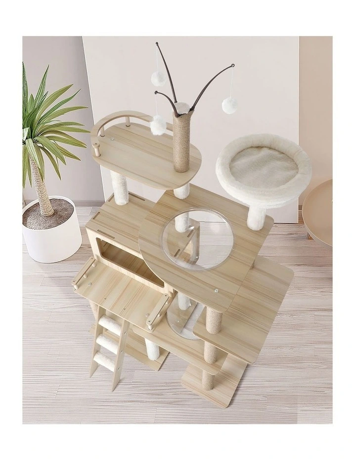 Alopet Large Cat Tree Wood Scratcher Scratching Post Tower Condo House Bed 172cm image 5