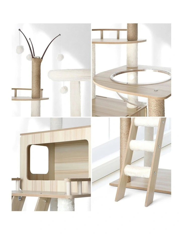Alopet Large Cat Tree Wood Scratcher Scratching Post Tower Condo House Bed 172cm image 7