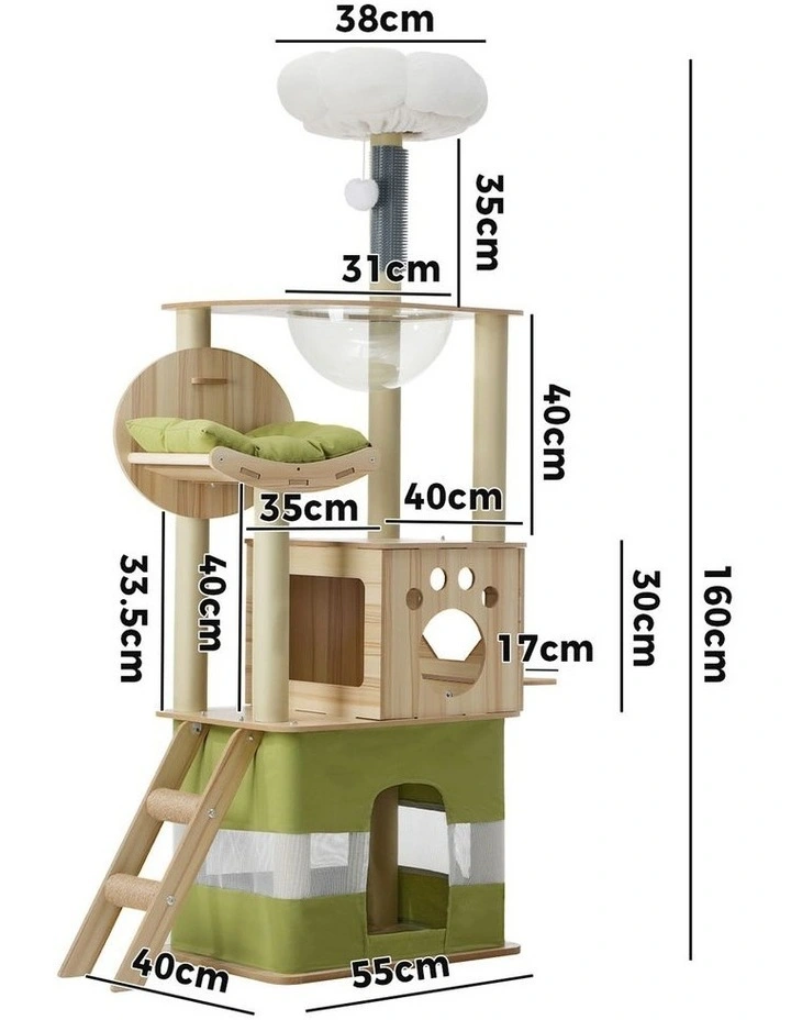 Alopet Cat Tree Tower Scratching Post Scratcher 160cm Condo House Bed Furniture image 3
