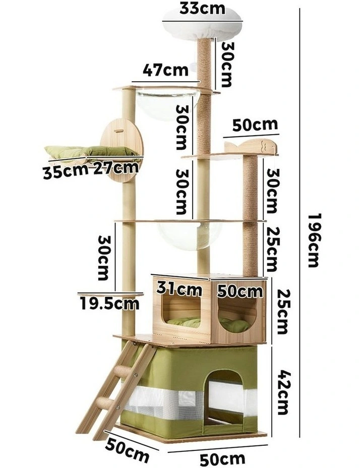 Alopet Cat Tree Tower Scratching Post Scratcher 196cm Condo House Bed Furniture image 3
