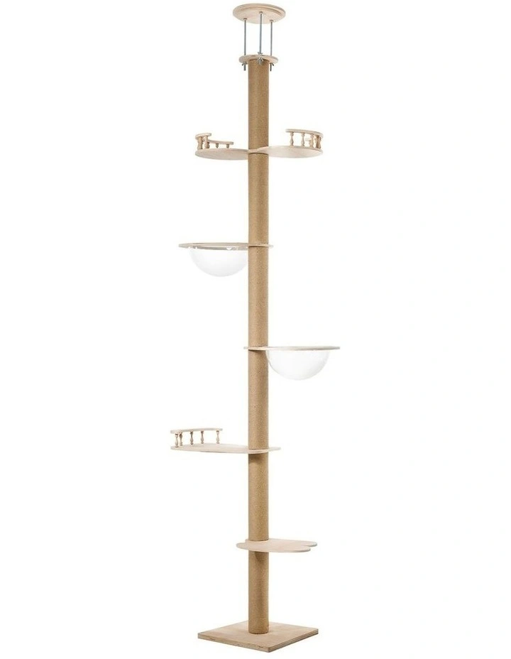 Alopet Cat Tree Wood Tower Scratching 300cm Post Scratcher Floor to Ceiling image 1