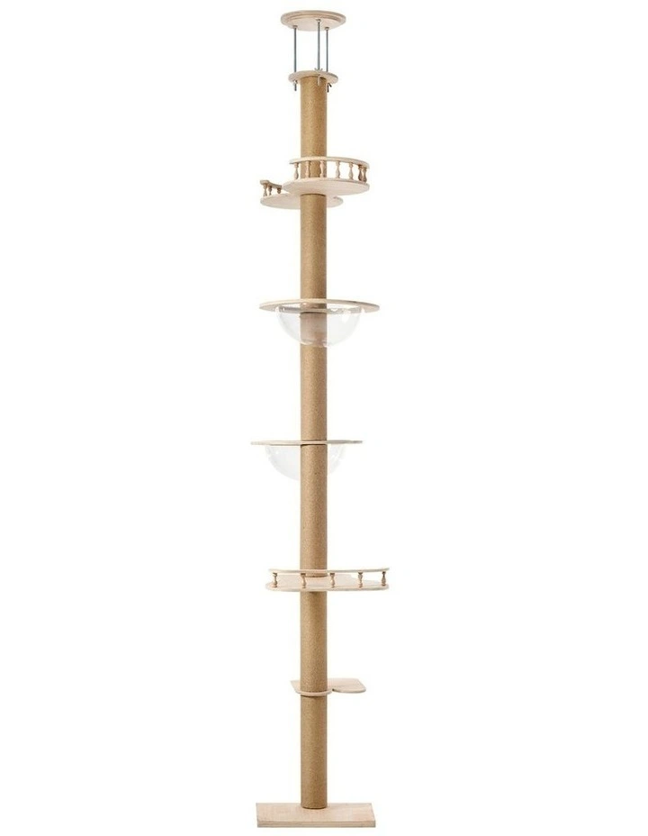 Alopet Cat Tree Wood Tower Scratching 300cm Post Scratcher Floor to Ceiling image 2