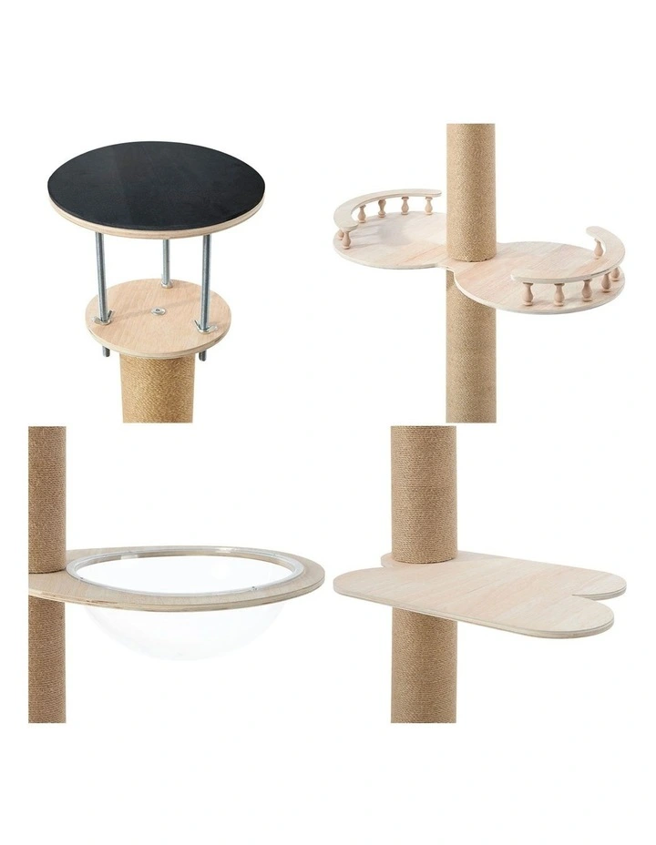Alopet Cat Tree Wood Tower Scratching 300cm Post Scratcher Floor to Ceiling image 6