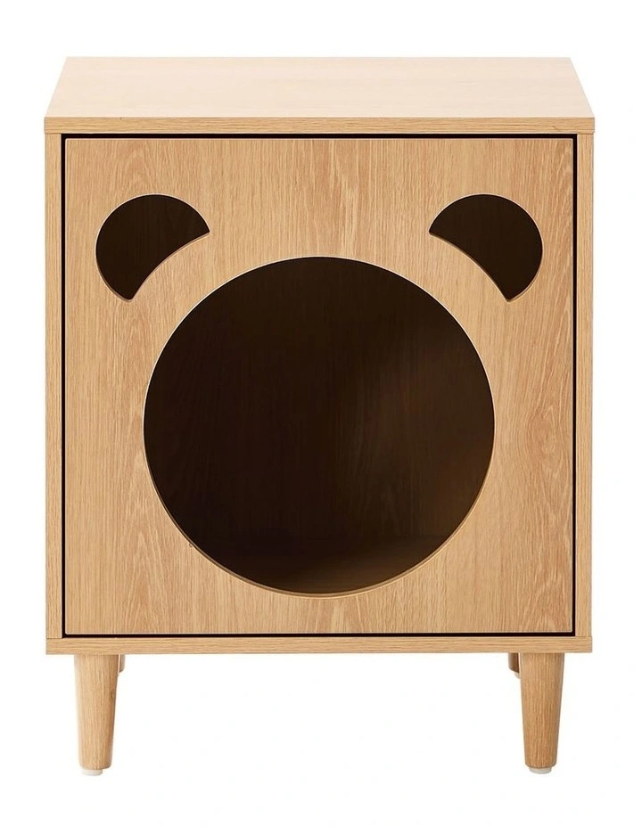 Oikiture Pet Storage Cabinet Cat House Side Table Hidden Litter Box Natural image 2