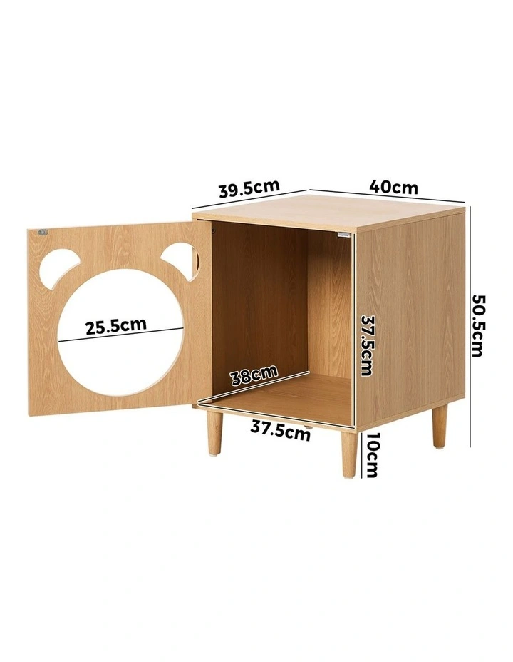 Oikiture Pet Storage Cabinet Cat House Side Table Hidden Litter Box Natural image 3