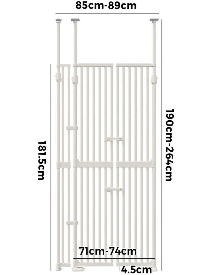 Alopet 190cm-264cm Retractable Safety Gate Pet Dog Cat Extra Tall Fence White image 3