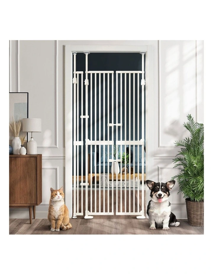 Alopet 190cm-264cm Retractable Safety Gate Pet Dog Cat Extra Tall Fence White image 4