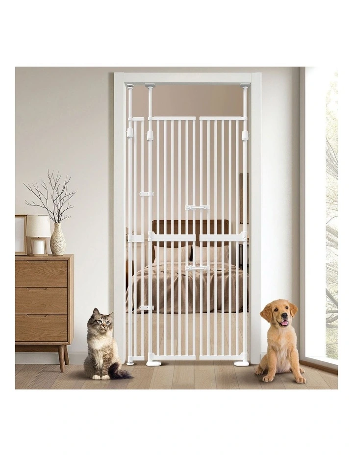 Alopet 190cm-264cm Retractable Safety Gate Pet Dog Cat Extra Tall Fence White image 7