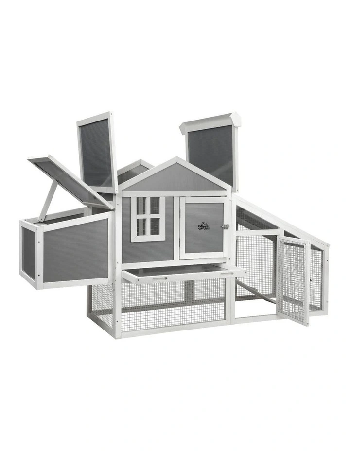 Alopet Chicken Coop Rabbit Hutch Large Wooden House Run Hatch Box Open Roof image 1