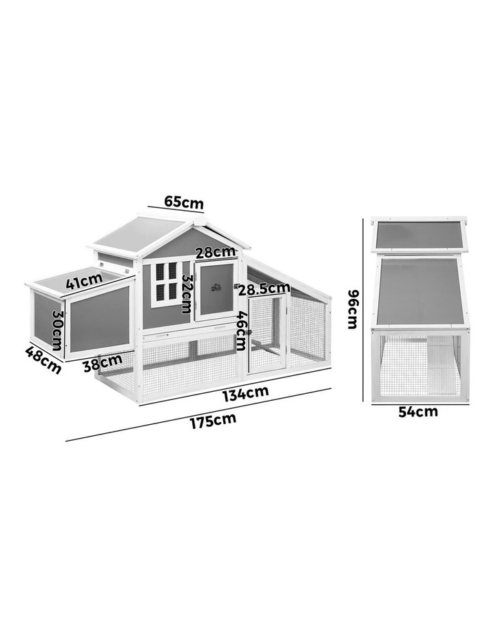 Alopet Chicken Coop Rabbit Hutch Large Wooden House Run Hatch Box Open Roof image 3