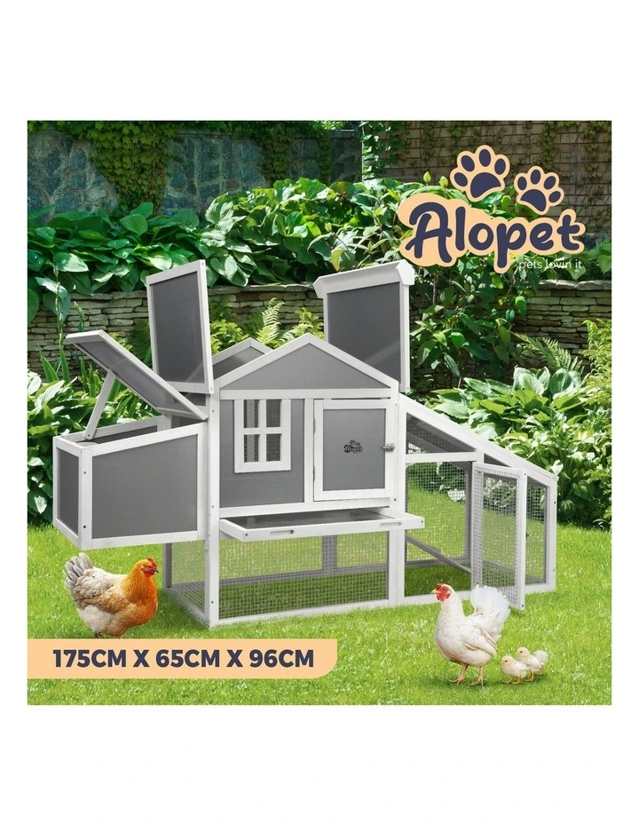 Alopet Chicken Coop Rabbit Hutch Large Wooden House Run Hatch Box Open Roof image 4
