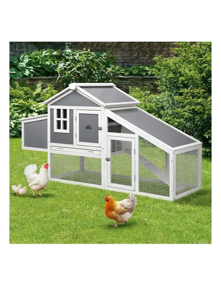 Alopet Chicken Coop Rabbit Hutch Large Wooden House Run Hatch Box Open Roof image 5