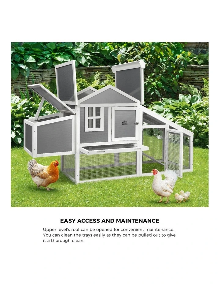 Alopet Chicken Coop Rabbit Hutch Large Wooden House Run Hatch Box Open Roof image 6