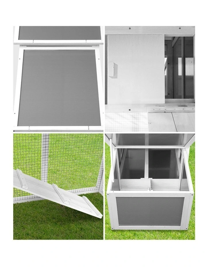 Alopet Chicken Coop Rabbit Hutch Large Wooden House Run Hatch Box Open Roof image 7