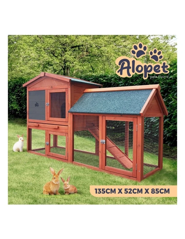 Alopet Rabbit Hutch Chicken Coop Bunny House Run Cage Wooden Outdoor Pet Hutch image 4
