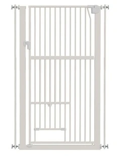 Alopet 143cm Retractable Safety Gate Pet Dog Cat with Walk Through Door White