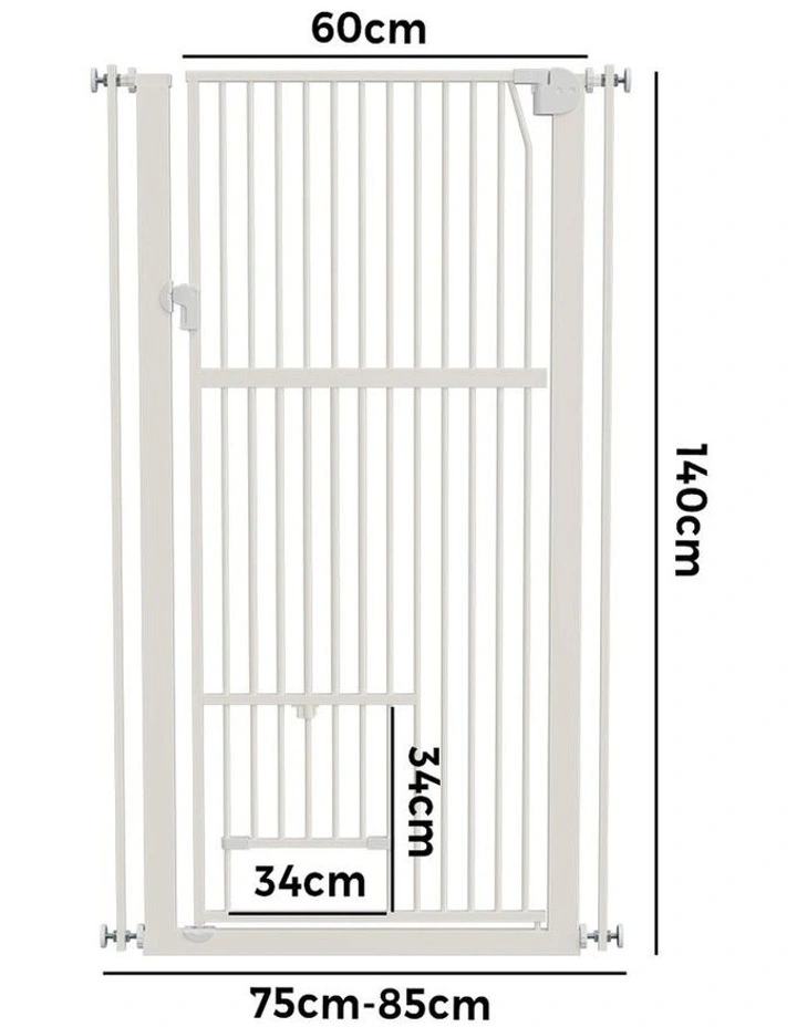 Alopet 143cm Retractable Safety Gate Pet Dog Cat with Walk Through Door White image 3