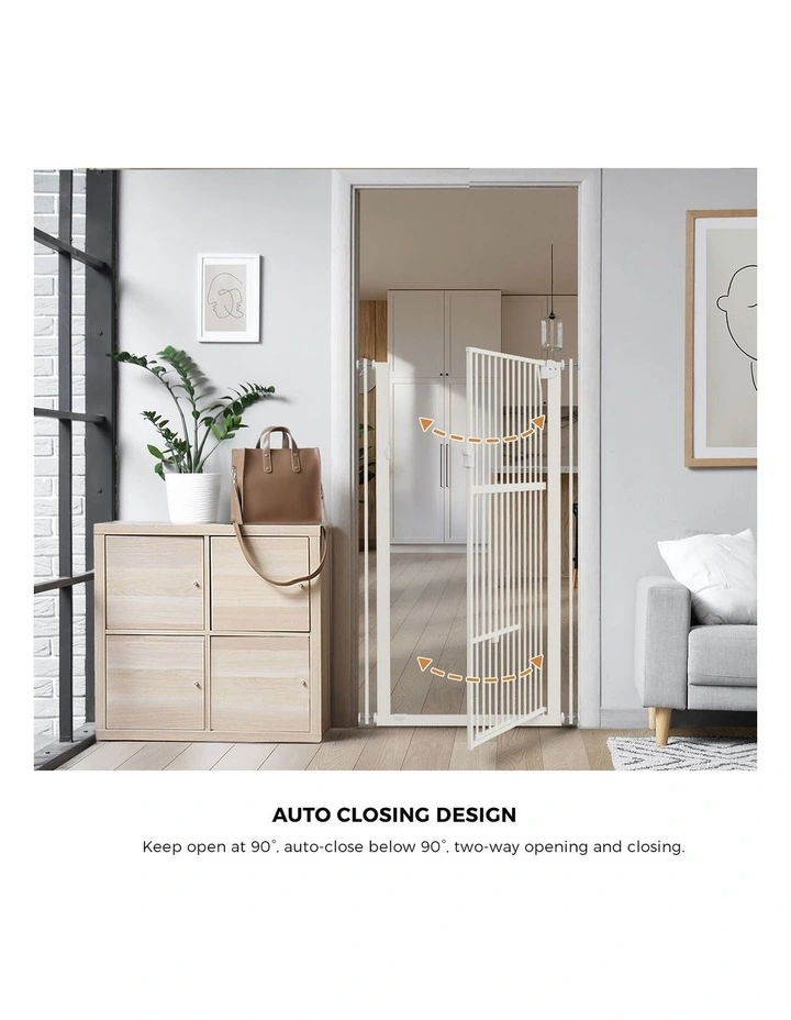 Alopet 143cm Retractable Safety Gate Pet Dog Cat with Walk Through Door White image 5