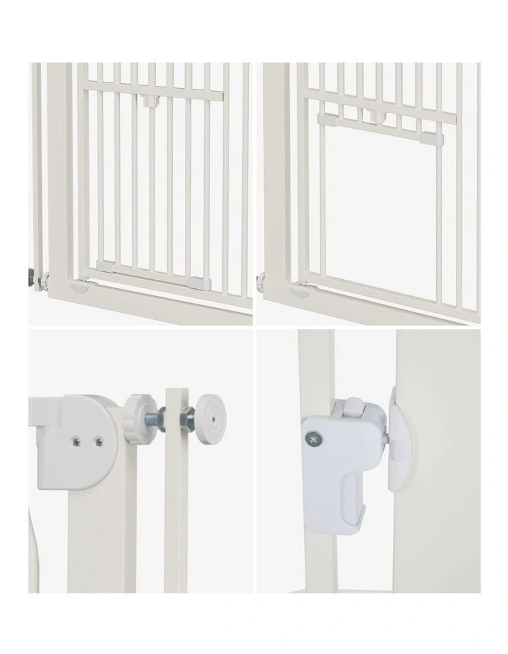 Alopet 143cm Retractable Safety Gate Pet Dog Cat with Walk Through Door White image 6