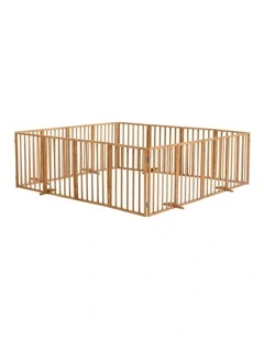 Alopet 16 Panels Wooden Pet Gate Dog Fence Playpen Stair Barrier Natural