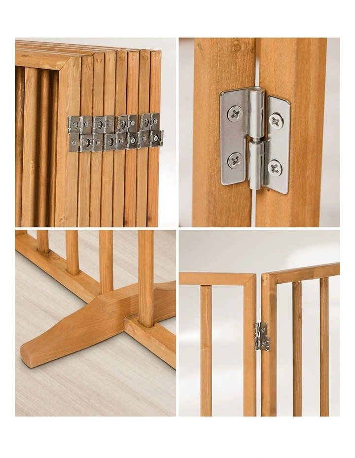 Alopet 16 Panels Wooden Pet Gate Dog Fence Playpen Stair Barrier Natural image 6