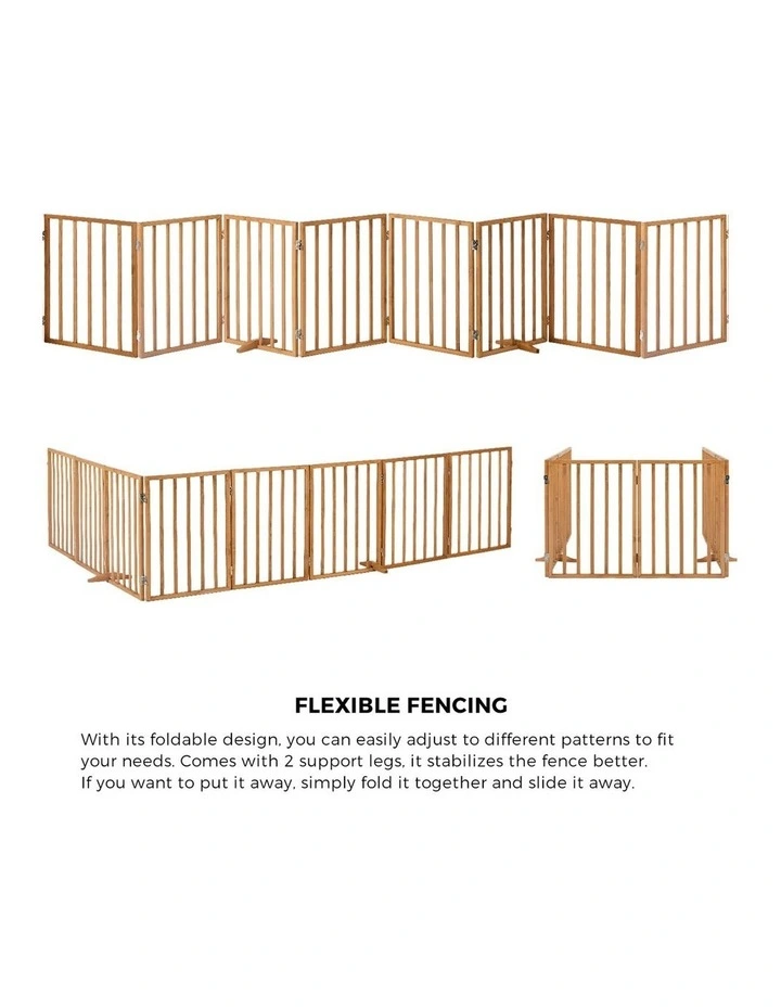 Alopet 16 Panels Wooden Pet Gate Dog Fence Playpen Stair Barrier Natural image 7