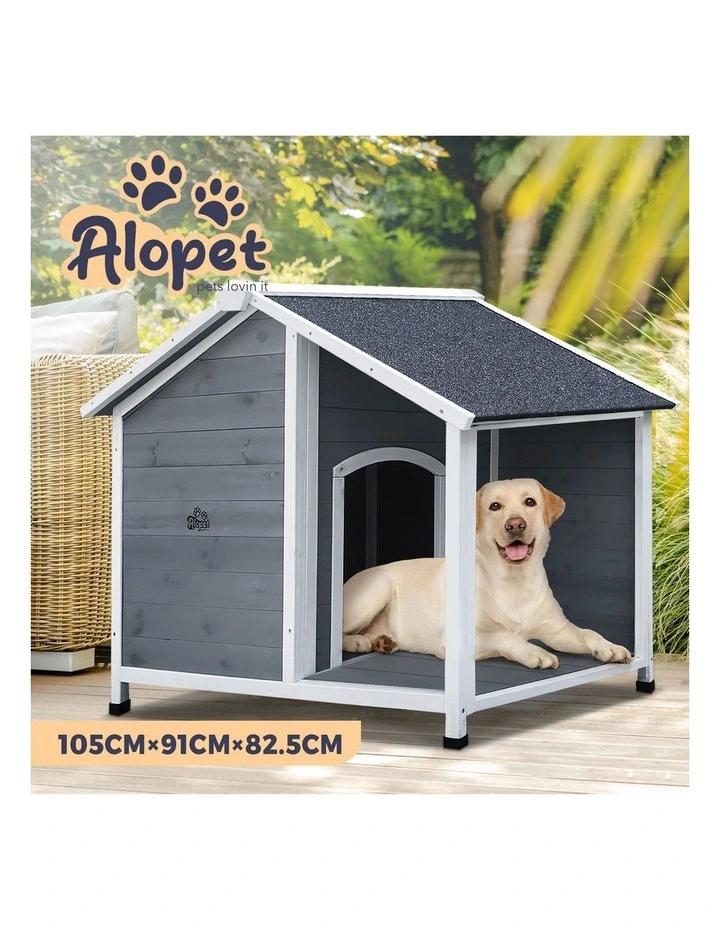 Alopet Dog Kennel Kennels House Outdoor Pet Wooden Large Cage Cabin Box Awning image 4