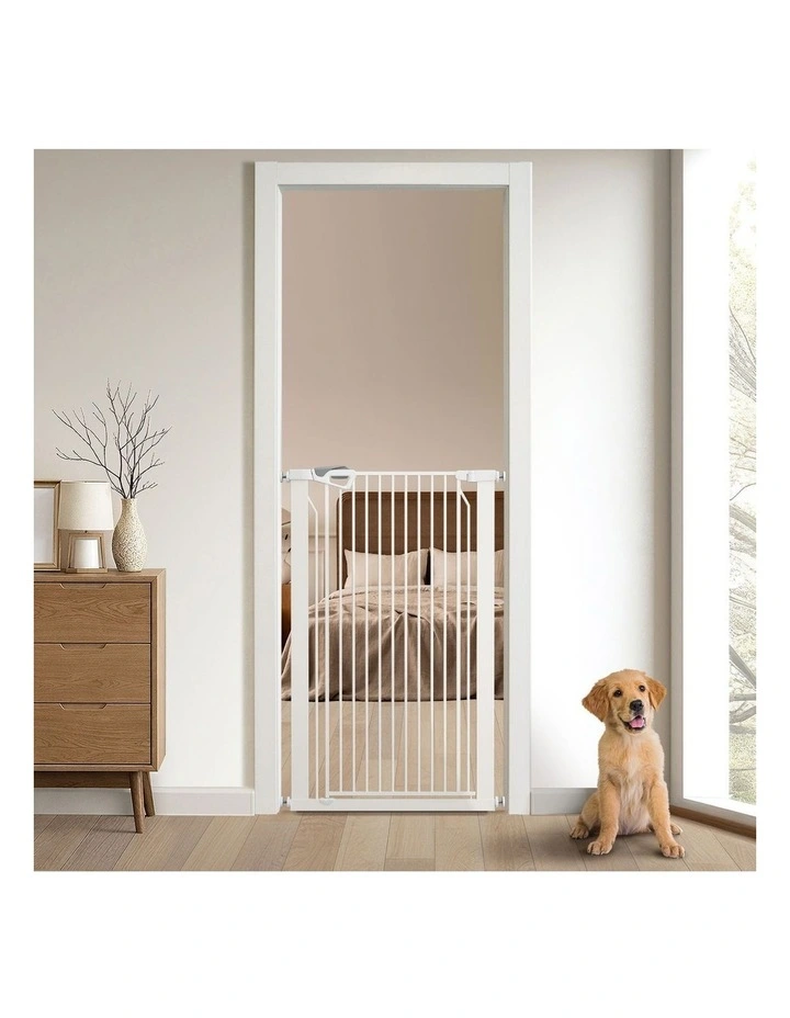 Alopet 120cm Retractable Safety Gate Pet Dog Cat Fence Guard Door White image 7